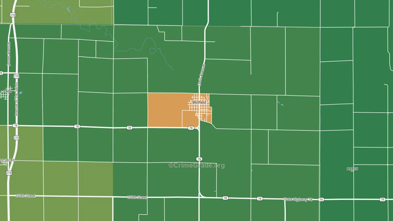 Winfield, IA Map of Vandalism Rates