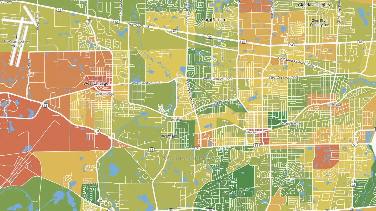 Winfield, IL Map of Vandalism Rates