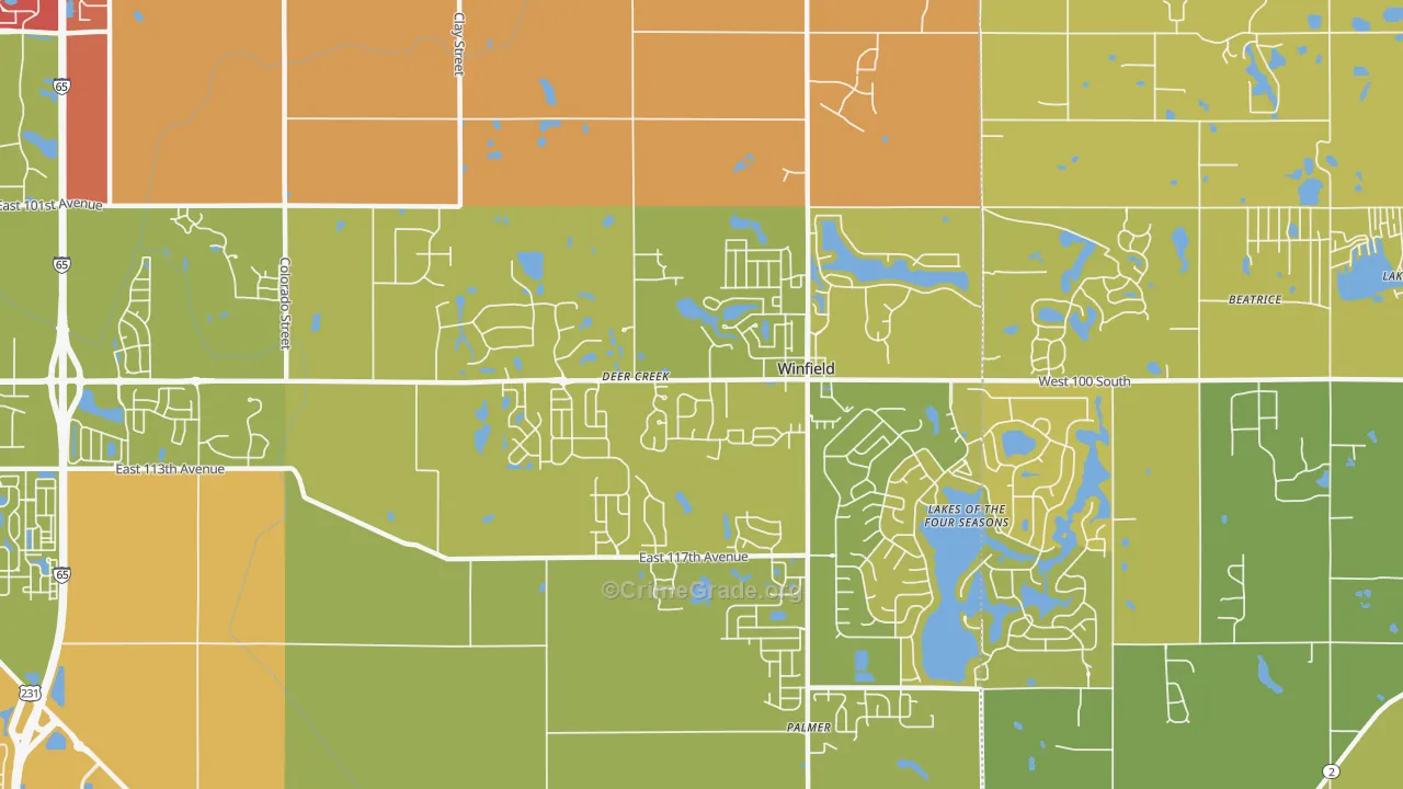 Winfield, IN Map of Vandalism Rates
