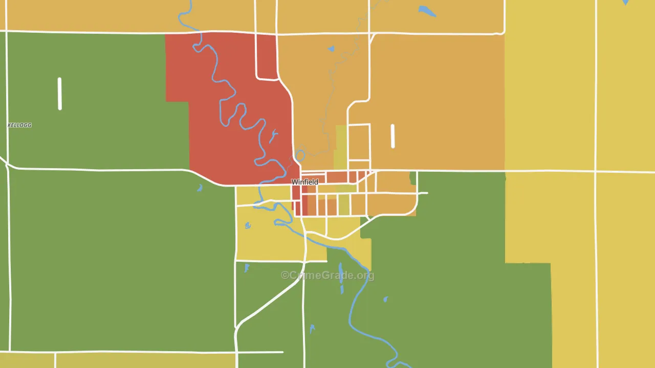 Winfield, KS Map of Vandalism Rates