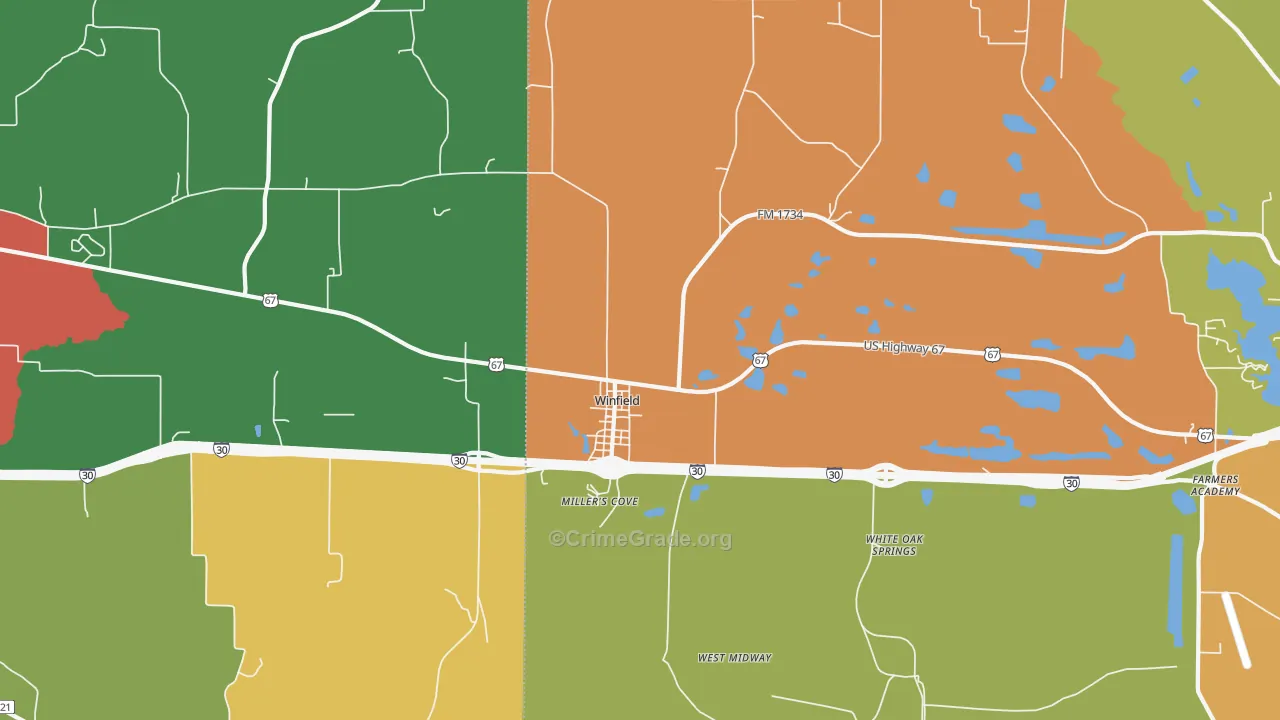 Winfield, TX Map of Vandalism Rates