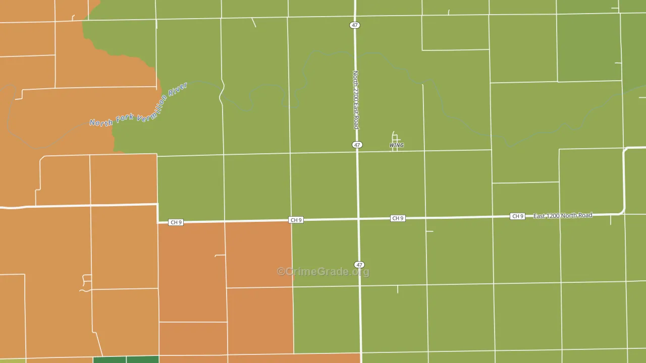 Wing, IL Map of Vandalism Rates
