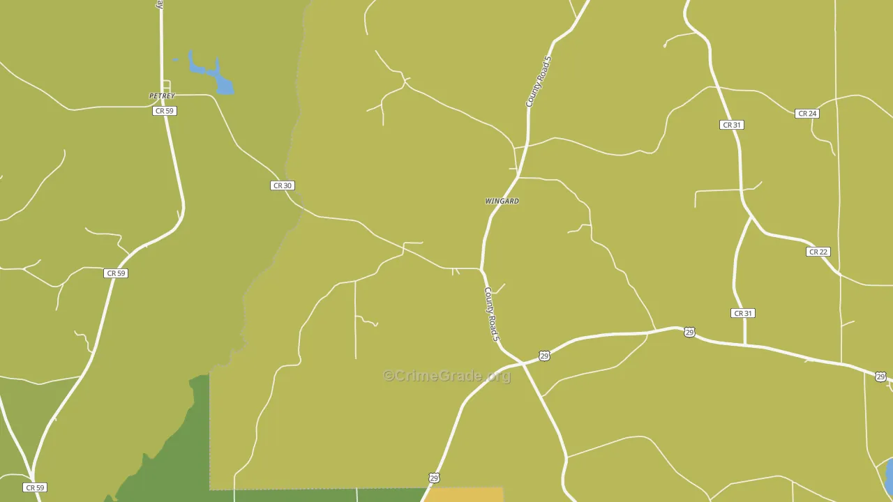 Wingard, AL Map of Vandalism Rates