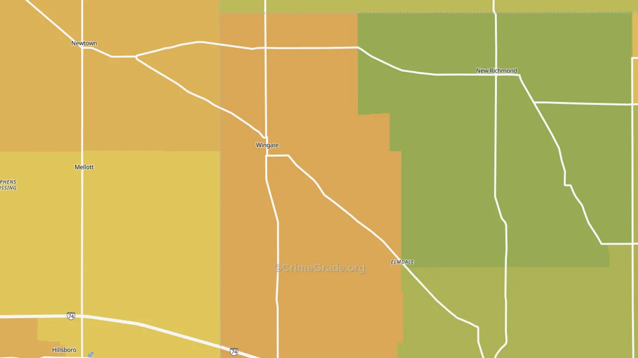 Wingate, IN Map of Vandalism Rates