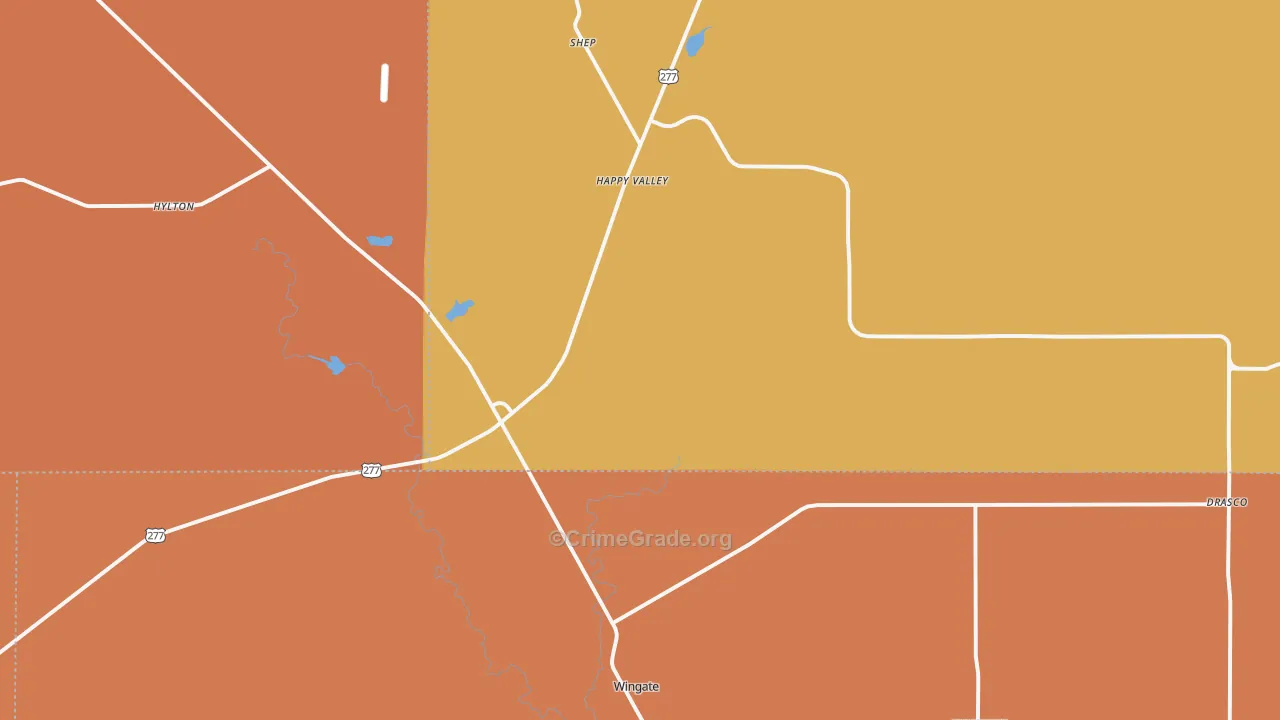Wingate, TX Map of Vandalism Rates