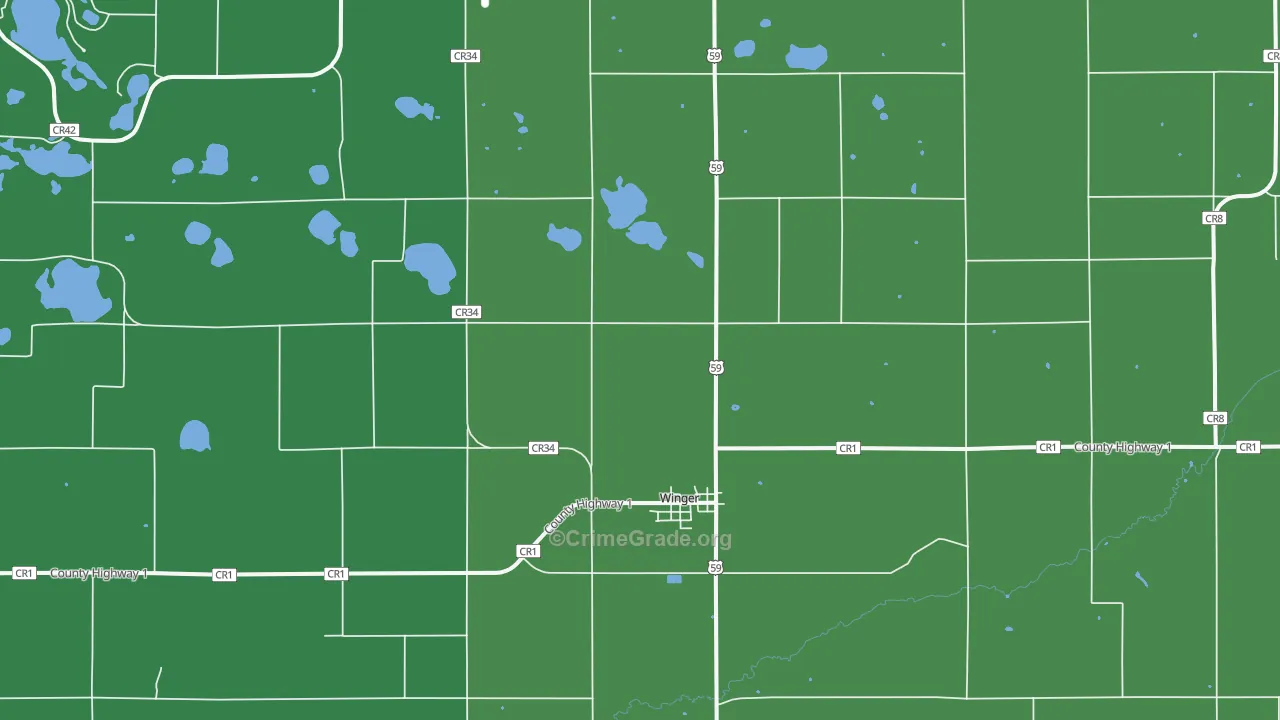 Winger, MN Map of Vandalism Rates