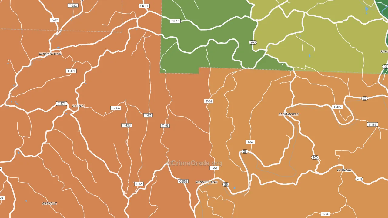 Wingett Run, OH Map of Vandalism Rates