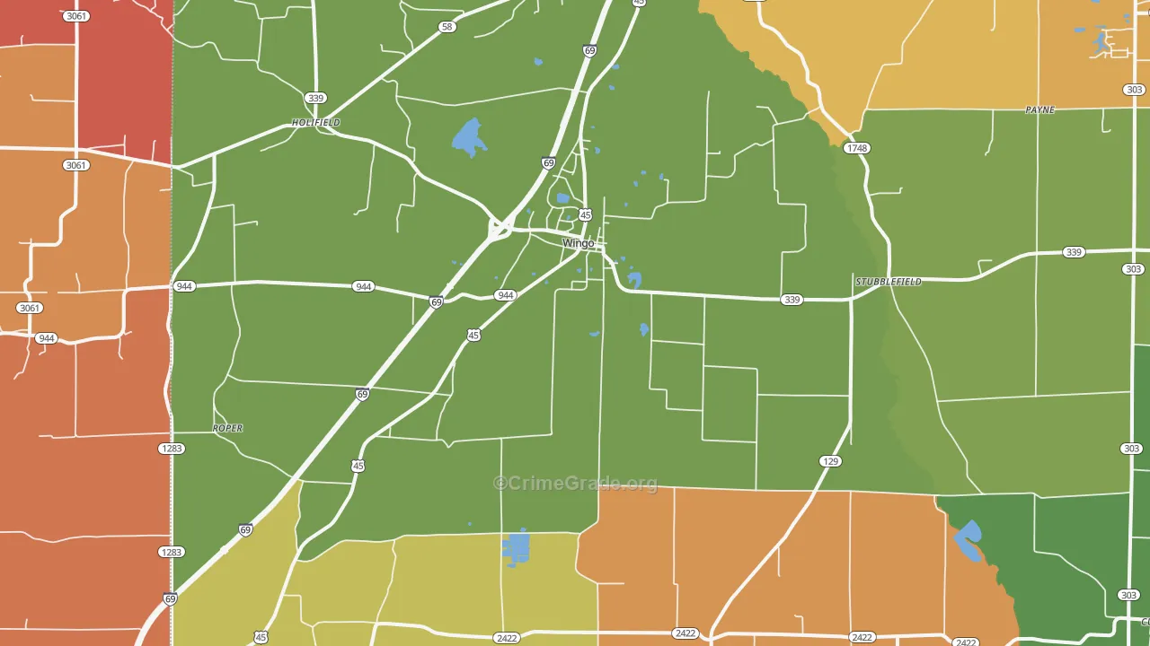 Wingo, KY Map of Vandalism Rates