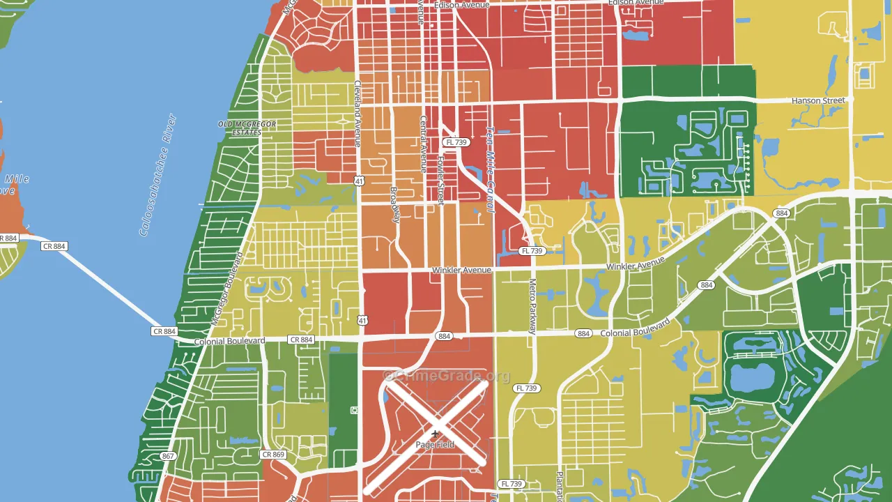 Winkler Safe Neighborhood, Fort Myers, FL Map of Vandalism Rates