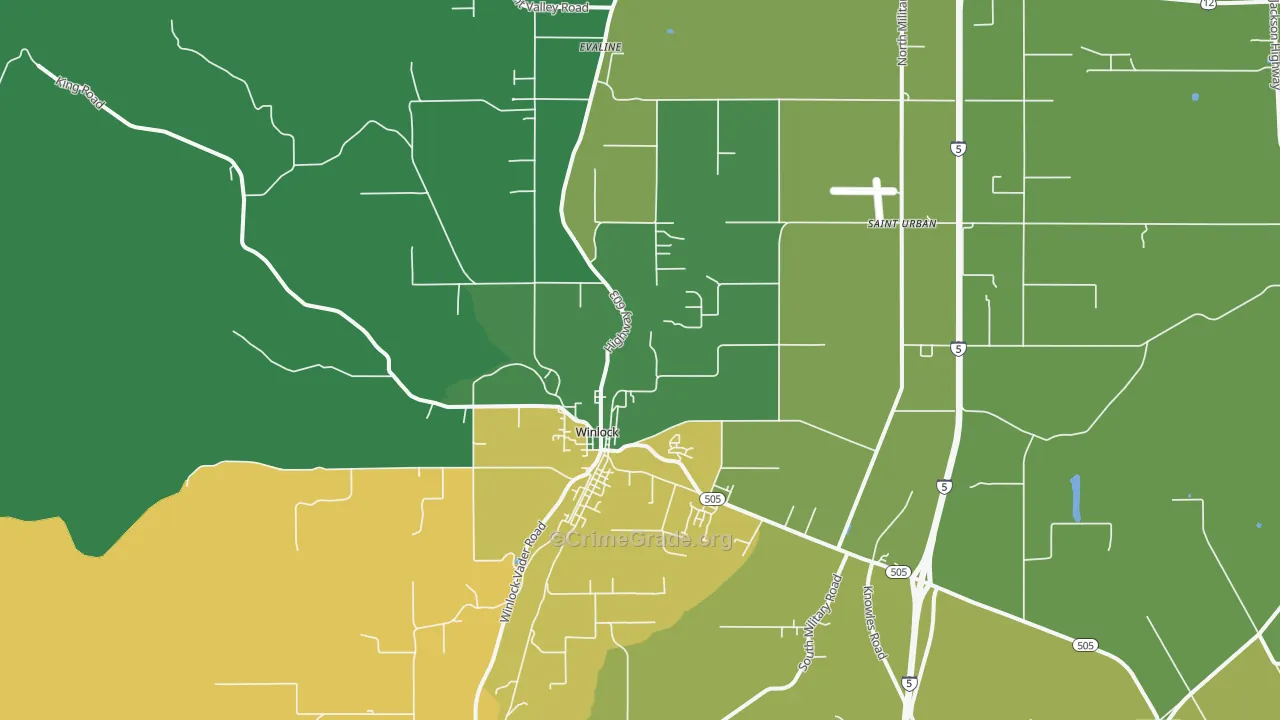 Winlock, WA Map of Vandalism Rates