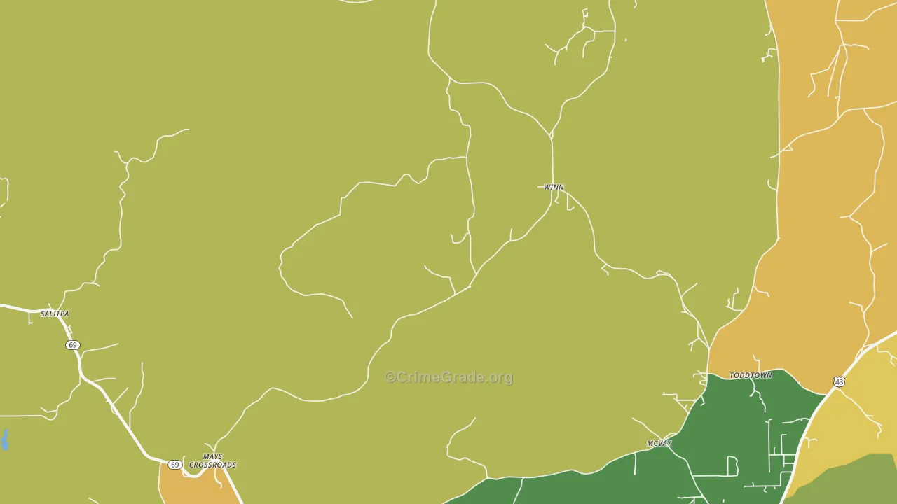 Winn, AL Map of Vandalism Rates