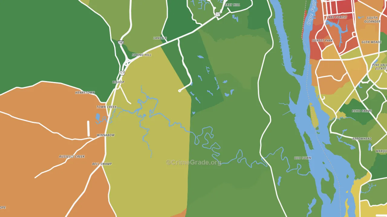Winnabow, NC Map of Vandalism Rates