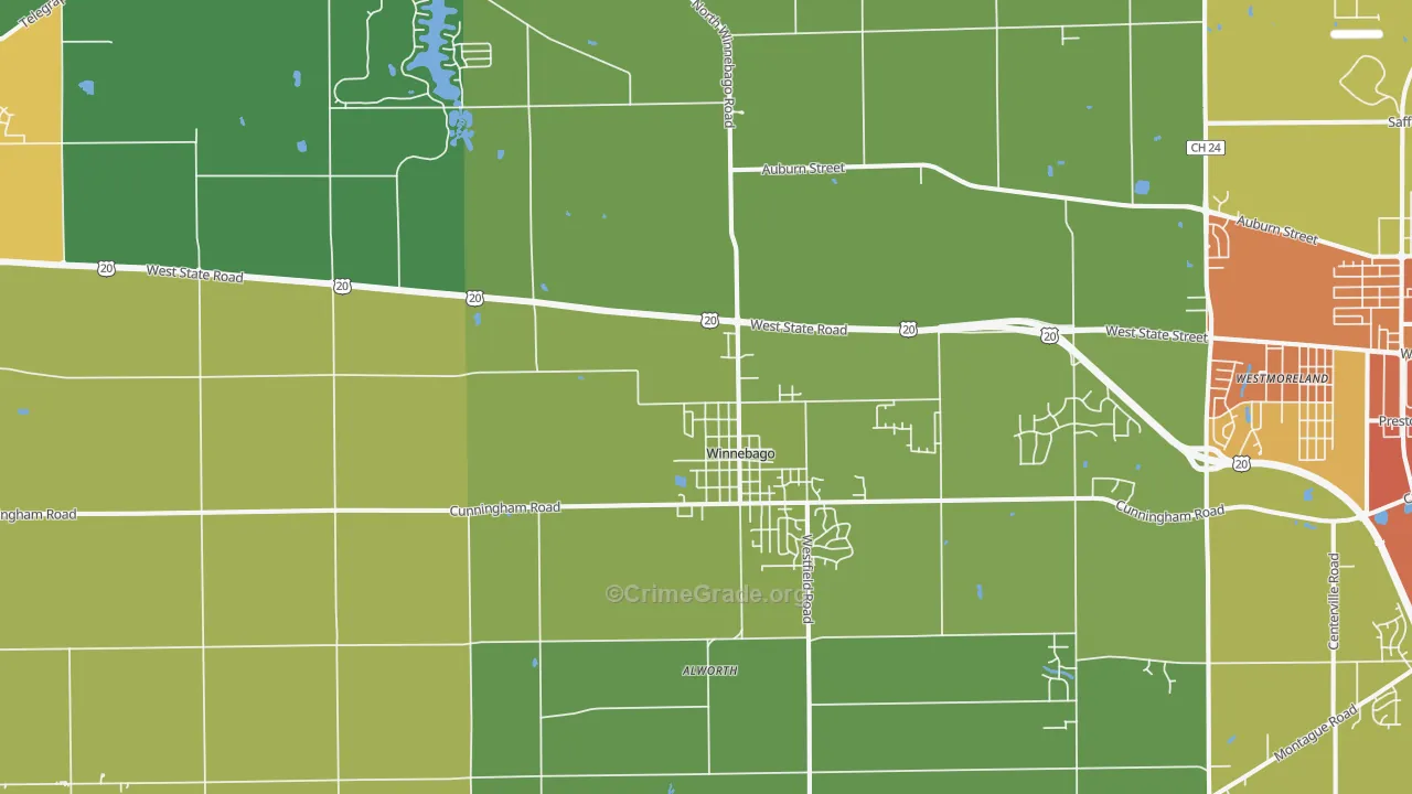 Winnebago, IL Map of Vandalism Rates