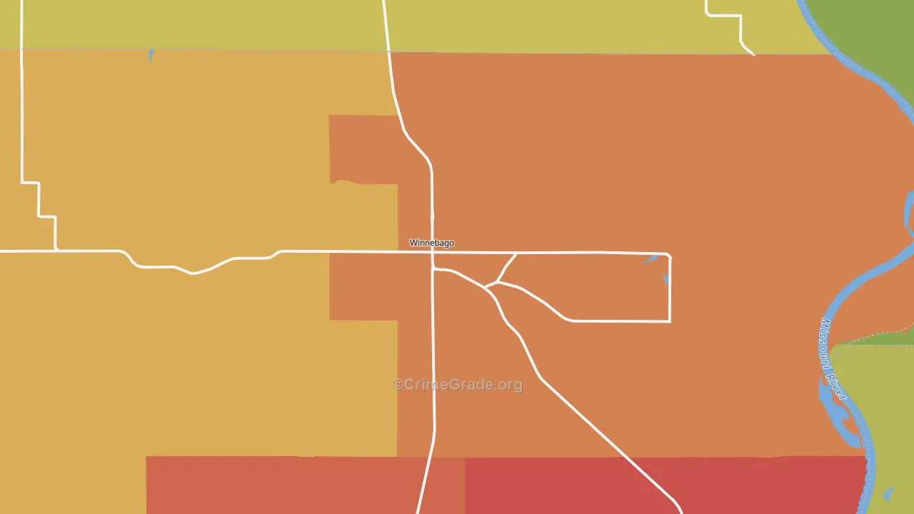 Winnebago, NE Map of Vandalism Rates