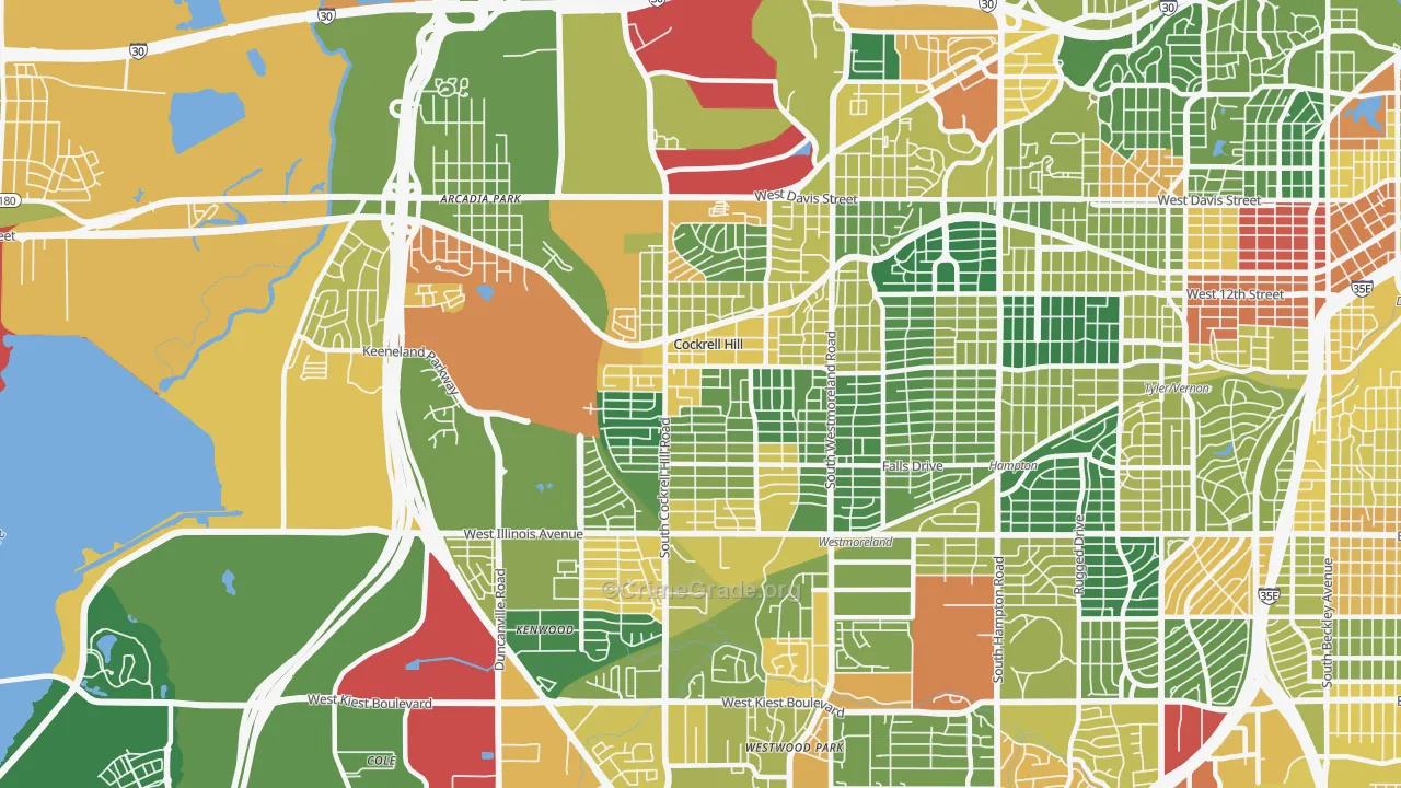 Winnetka Heights, Dallas, TX Map of Vandalism Rates