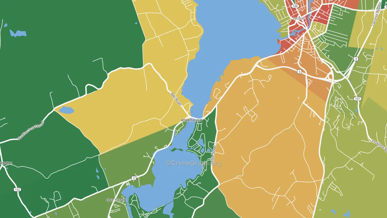 Winnisquam, NH Map of Vandalism Rates