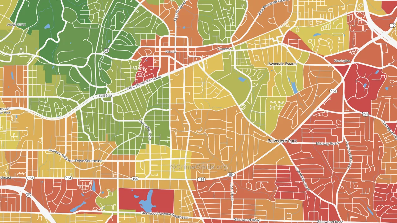Winnona Park, Decatur, GA Map of Vandalism Rates