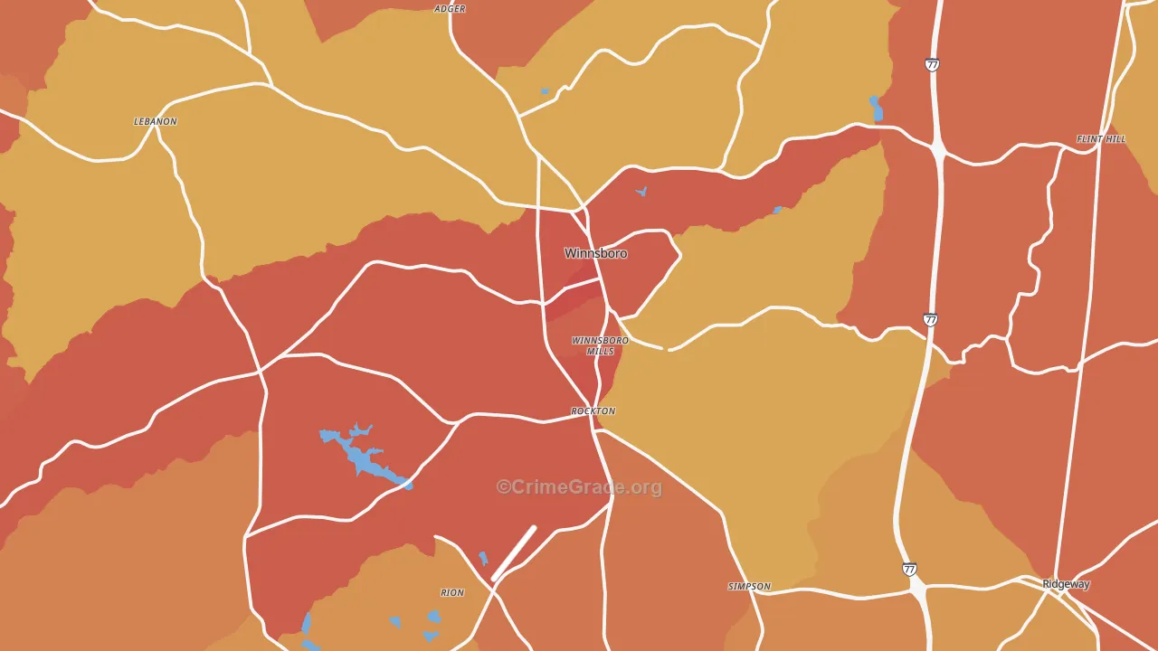 Winnsboro, SC Map of Vandalism Rates