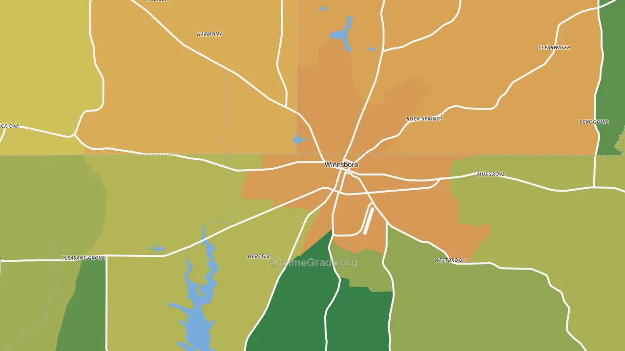 Winnsboro, TX Map of Vandalism Rates