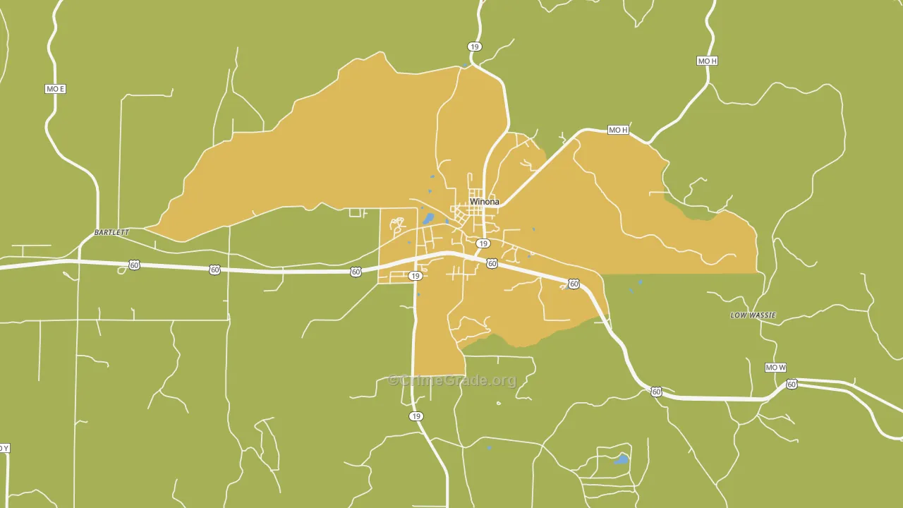 Winona, MO Map of Vandalism Rates