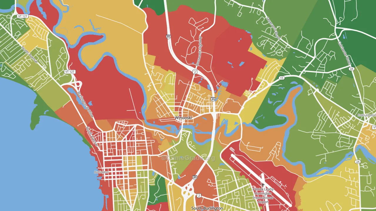 Winooski, VT Map of Vandalism Rates