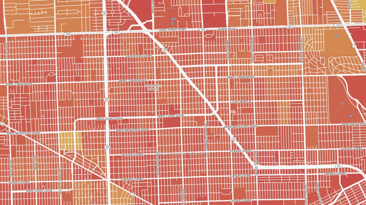 Winship, Detroit, MI Map of Vandalism Rates