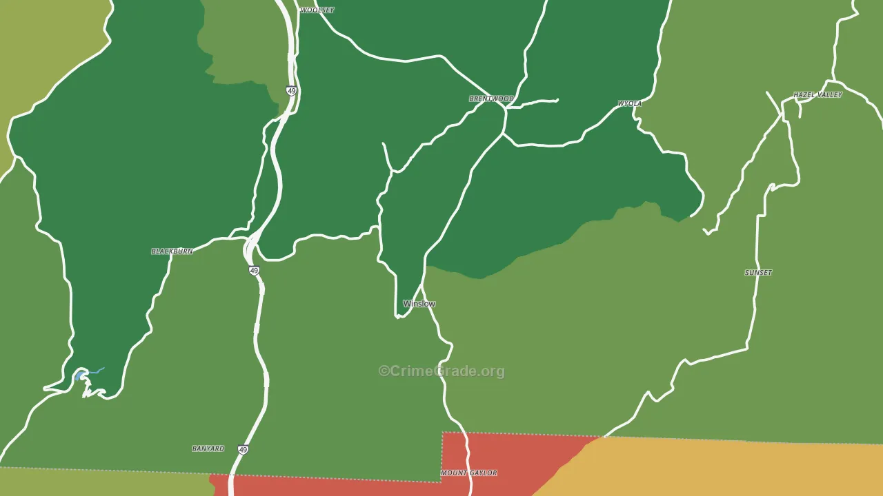 Winslow, AR Map of Vandalism Rates