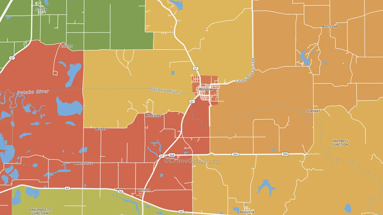 Winslow, IN Map of Vandalism Rates