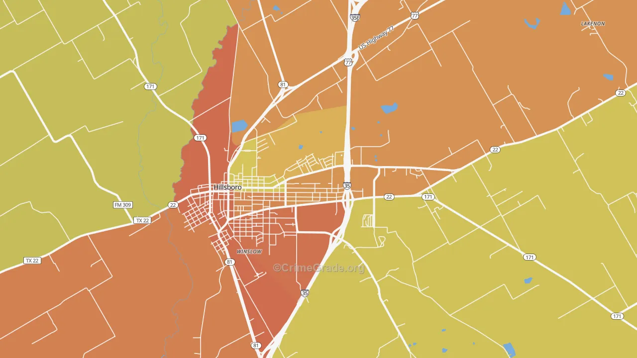 Winslow, TX Map of Vandalism Rates
