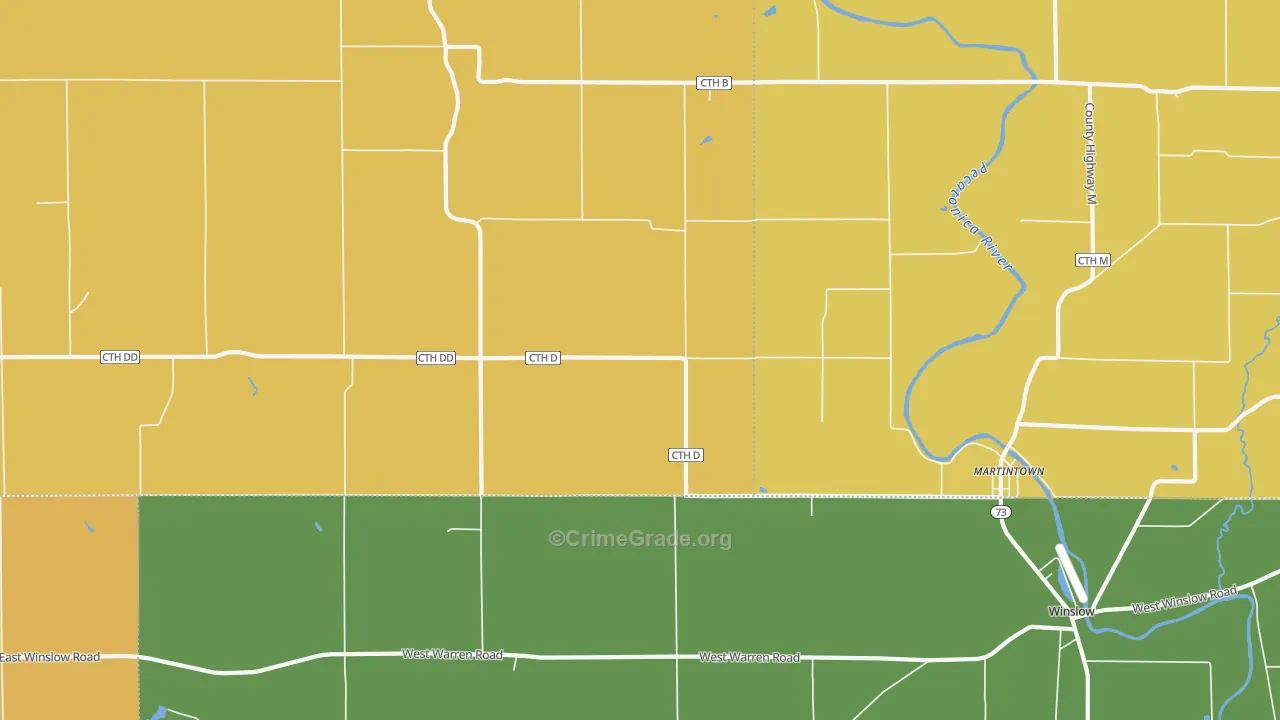 Winslow, WI Map of Vandalism Rates