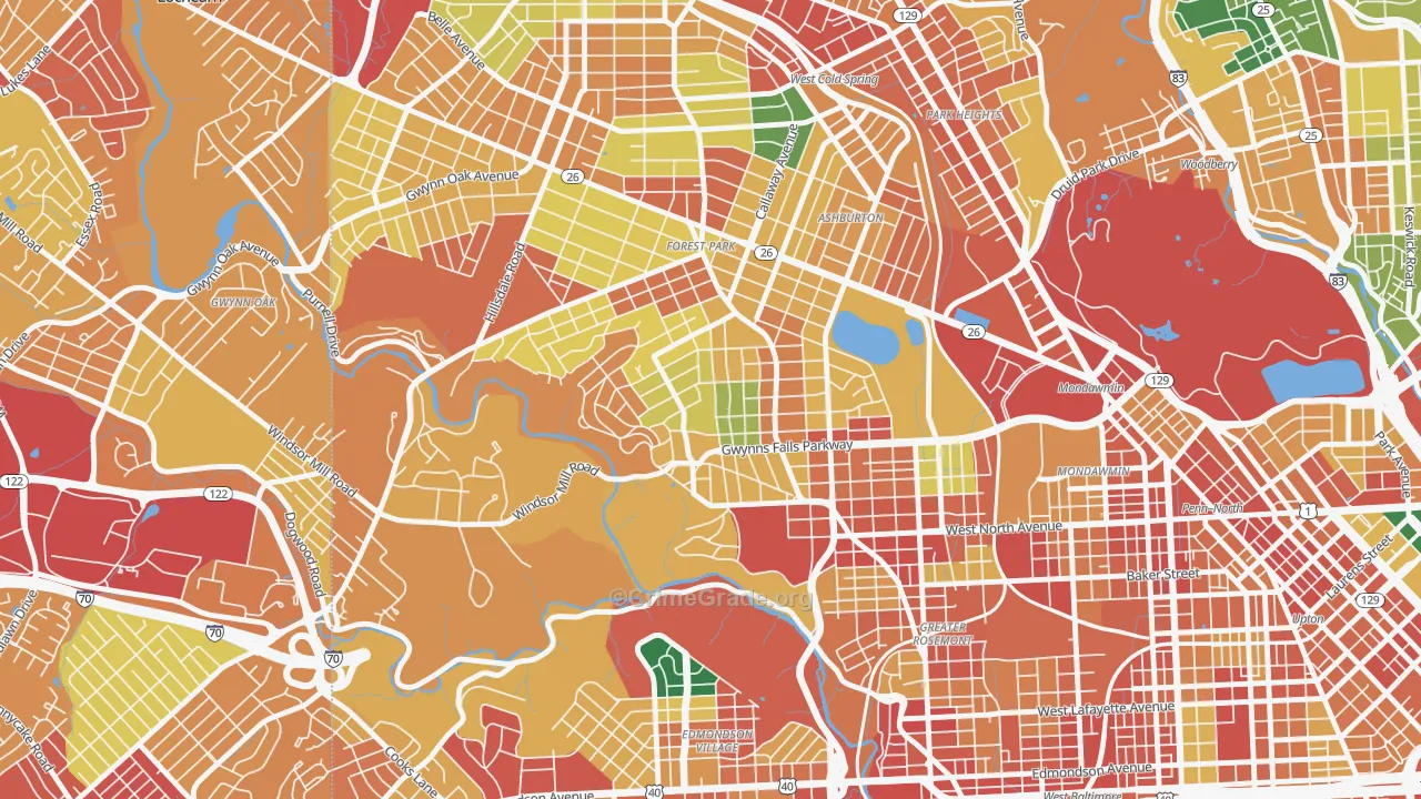Winsor Hills, Baltimore, MD Map of Vandalism Rates