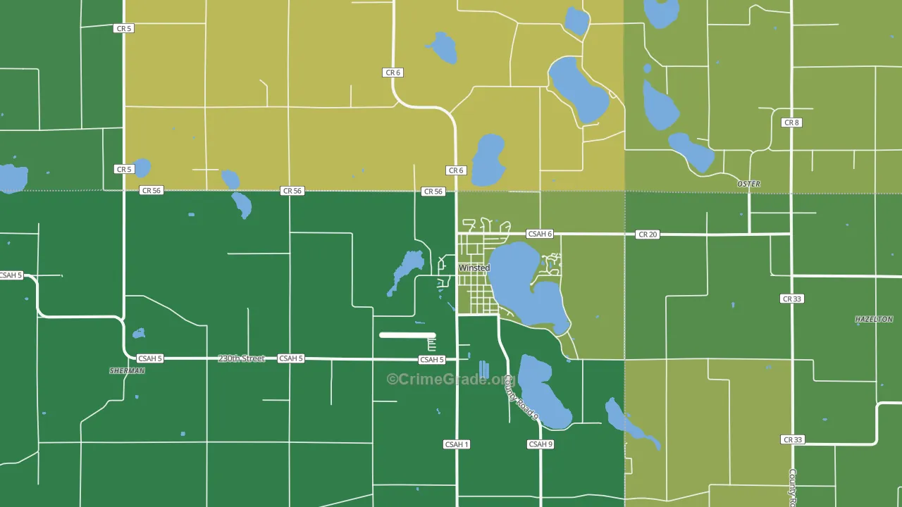 Winsted, MN Map of Vandalism Rates