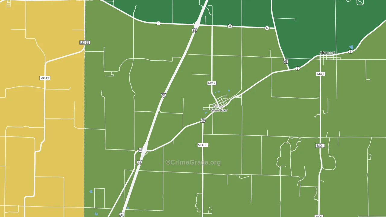 Winston, MO Map of Vandalism Rates