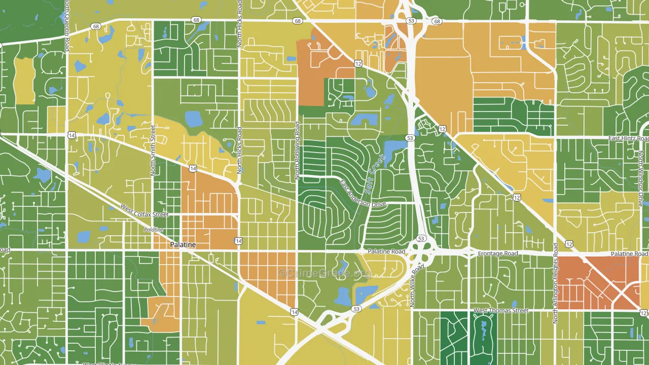 Winston Park, Palatine, IL Map of Vandalism Rates