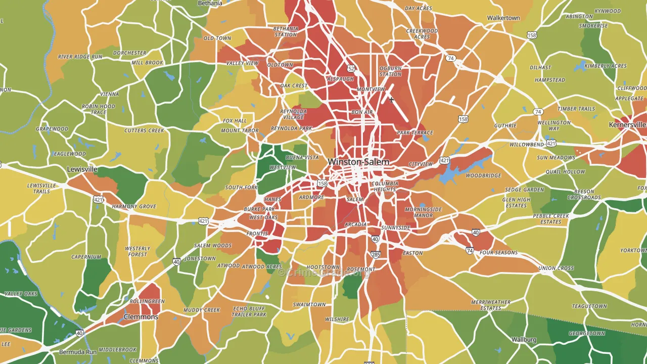 Winston-Salem, NC Map of Vandalism Rates