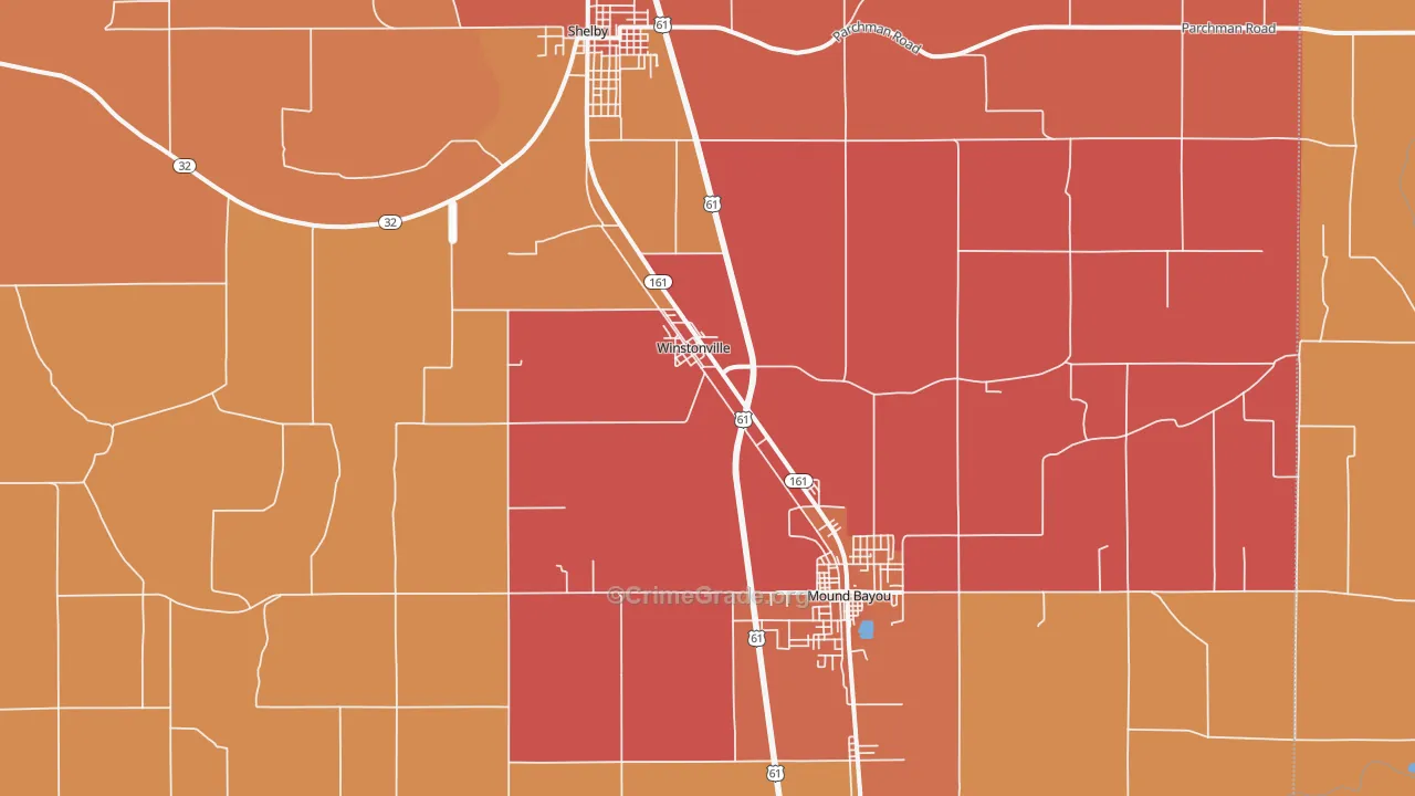 Winstonville, MS Map of Vandalism Rates