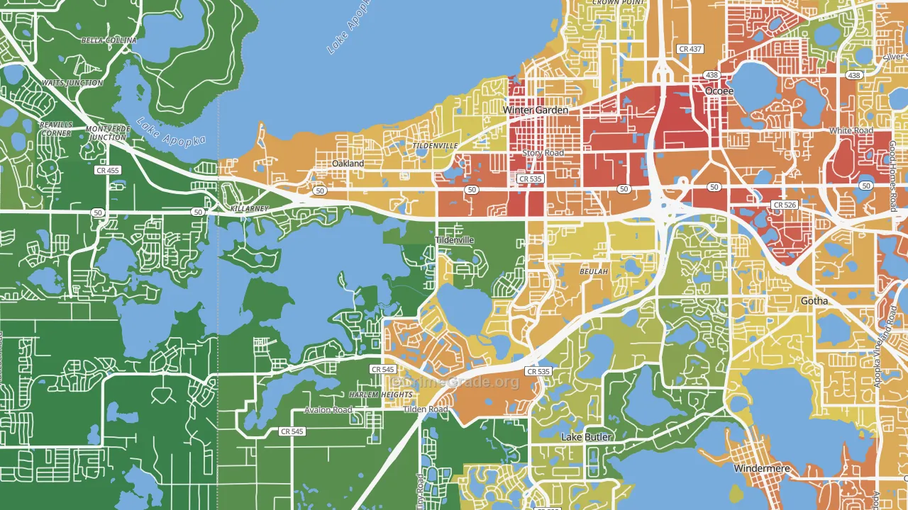 Winter Garden, FL Map of Vandalism Rates