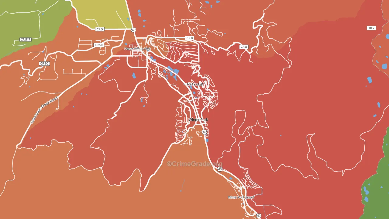 Winter Park, CO Map of Vandalism Rates