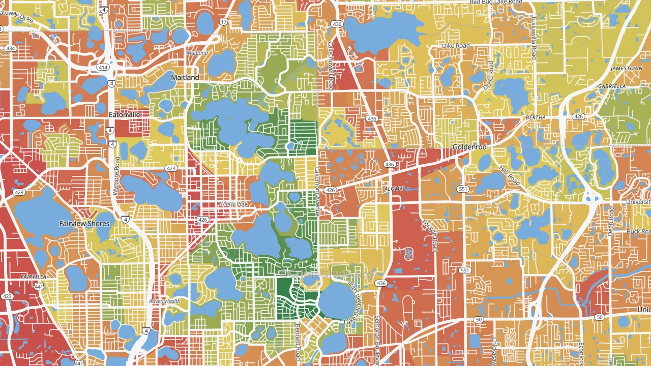 Winter Park, FL Map of Vandalism Rates