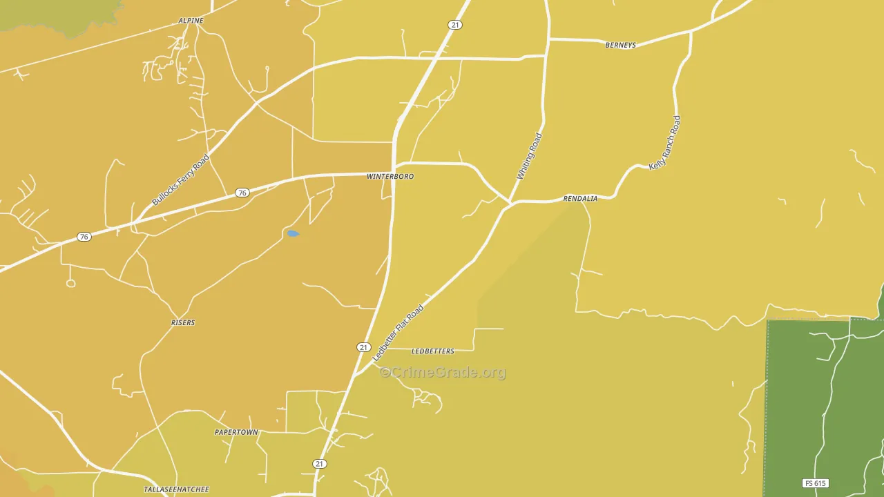 Winterboro, AL Map of Vandalism Rates