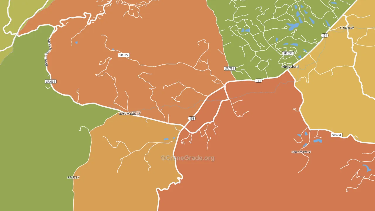 Wintergreen, VA Map of Vandalism Rates