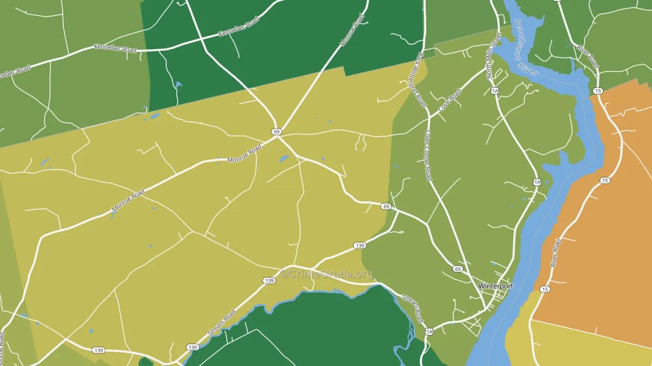 Winterport, ME Map of Vandalism Rates