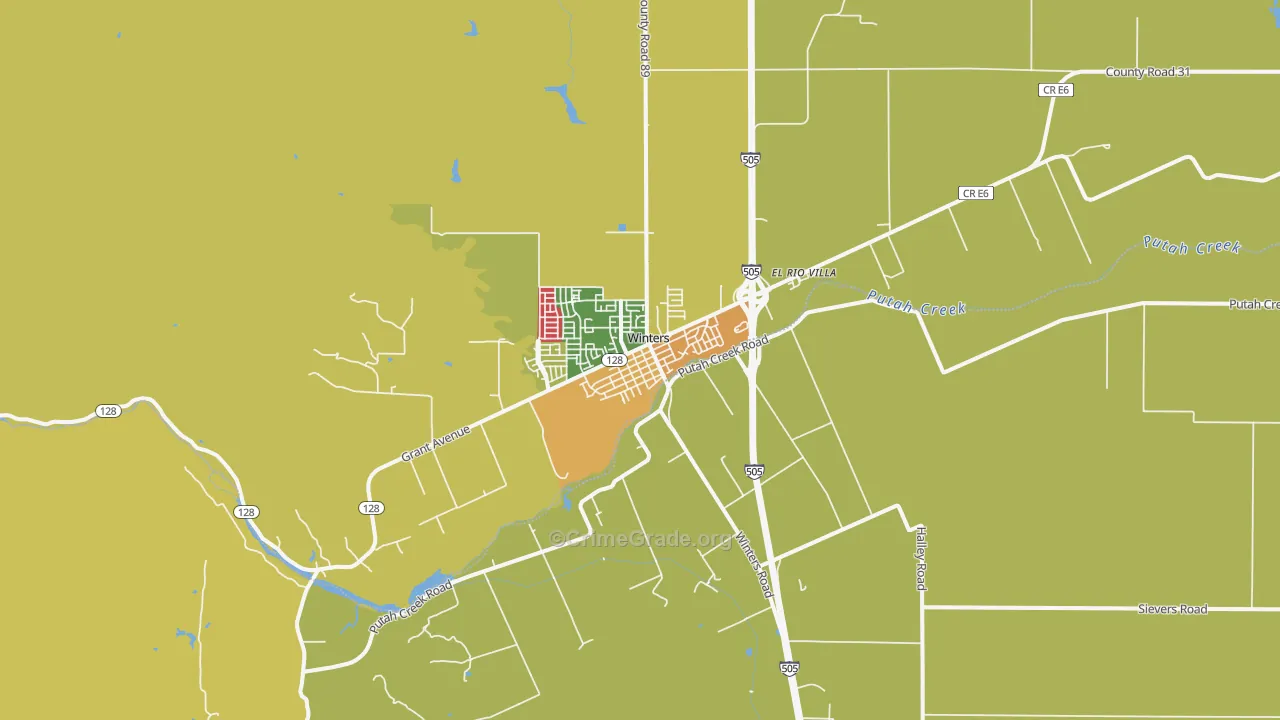 Winters, CA Map of Vandalism Rates