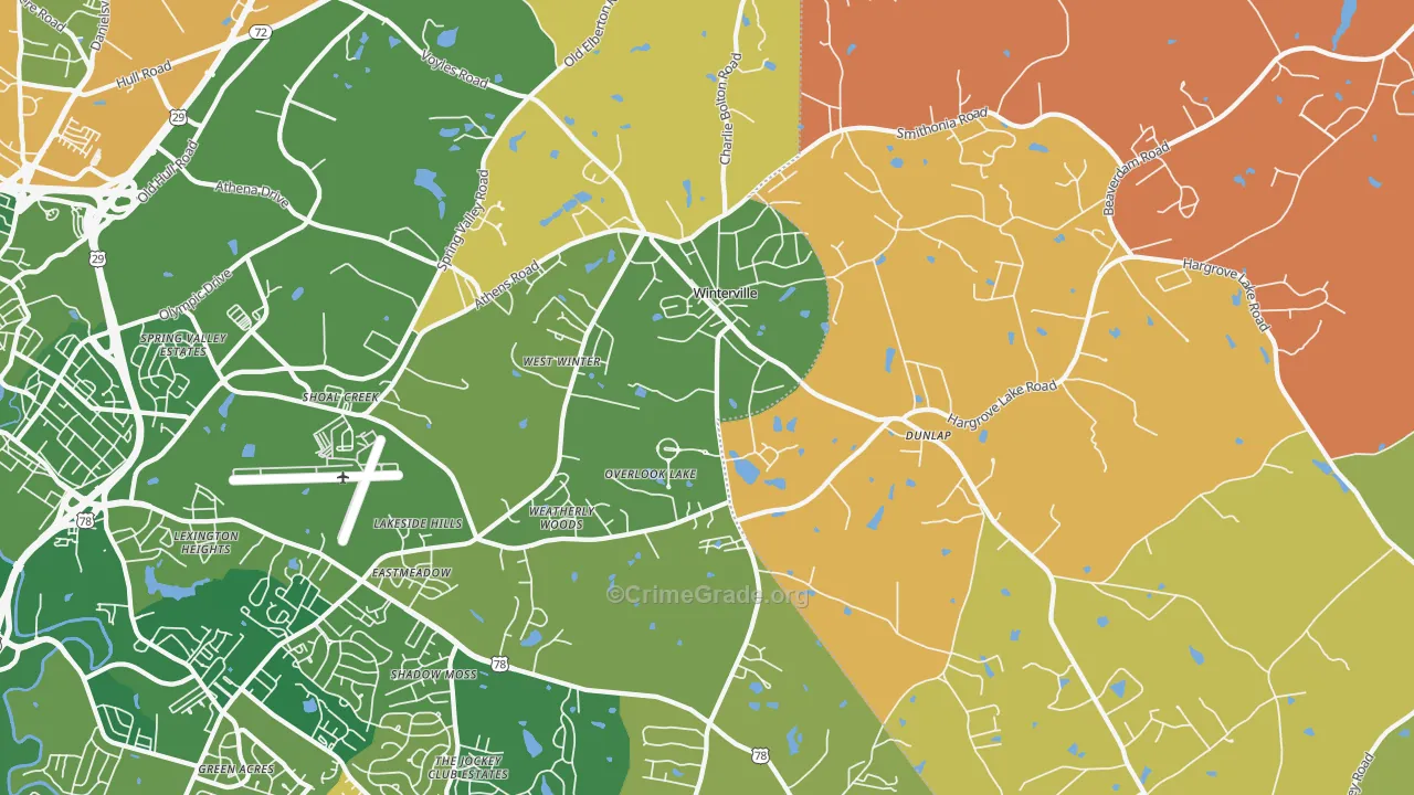 Winterville, GA Map of Vandalism Rates