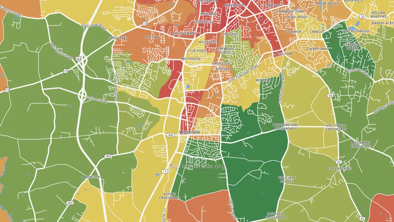 Winterville, NC Map of Vandalism Rates