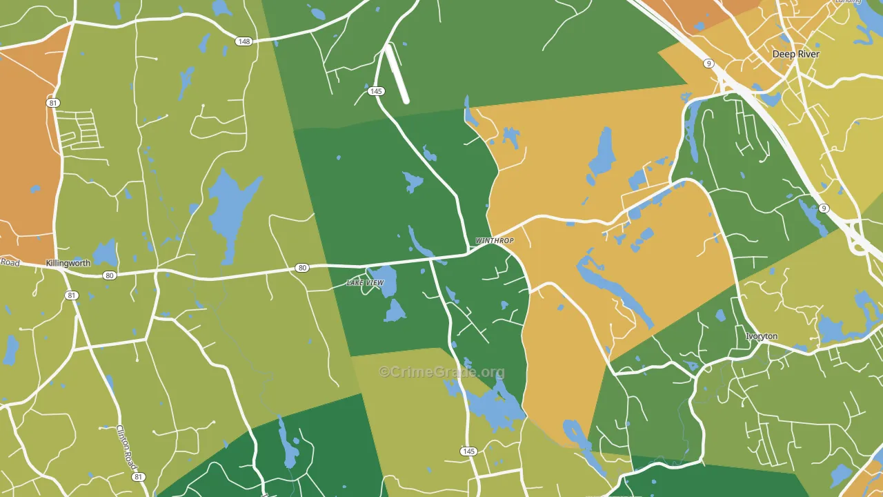 Winthrop, CT Map of Vandalism Rates