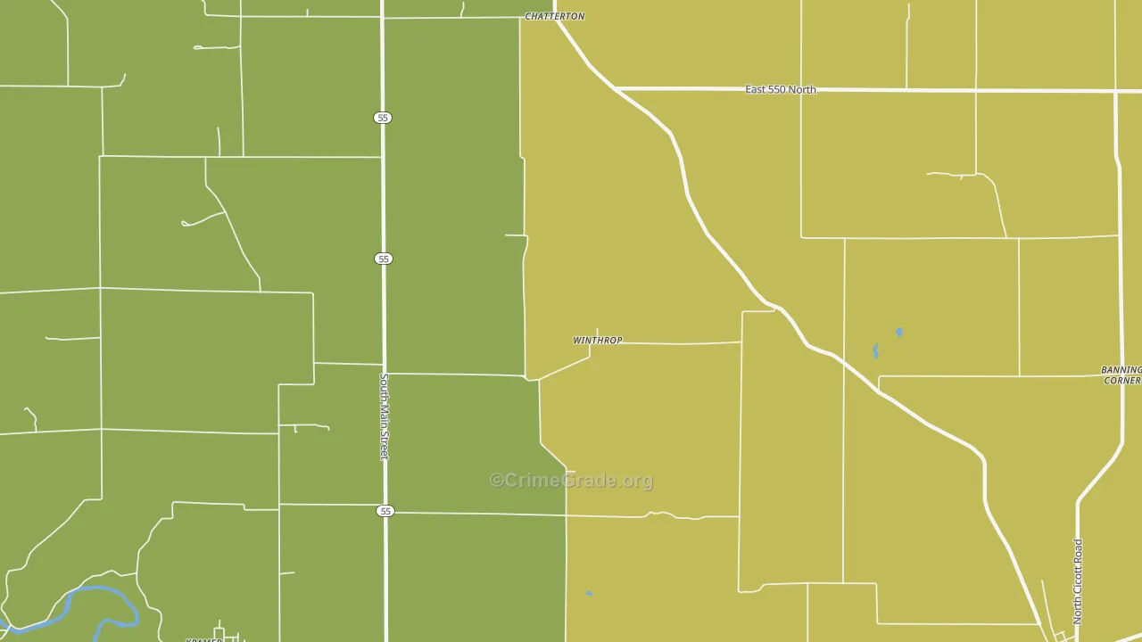 Winthrop, IN Map of Vandalism Rates