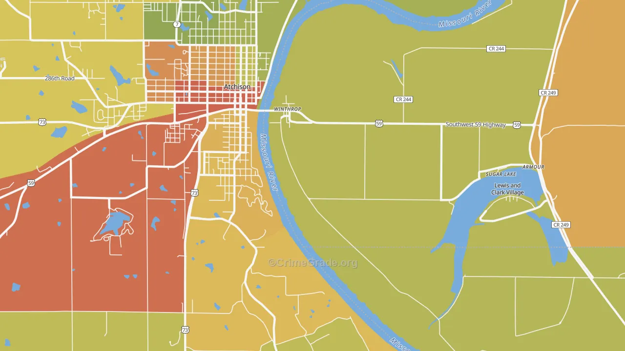 Winthrop, MO Map of Vandalism Rates
