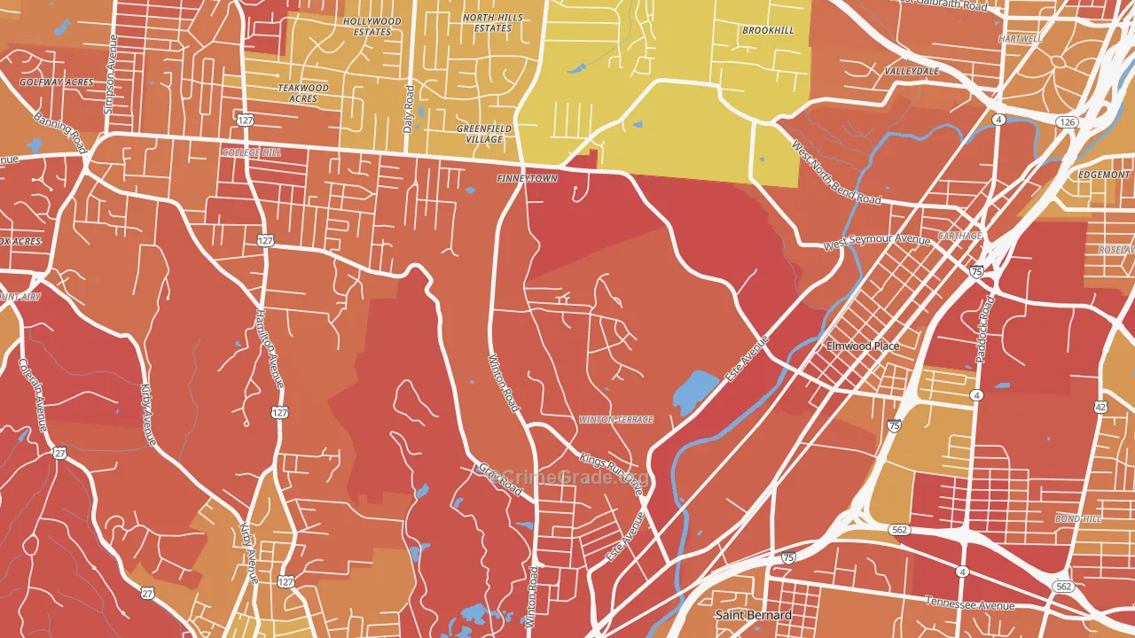 Winton Hills, Cincinnati, OH Map of Vandalism Rates