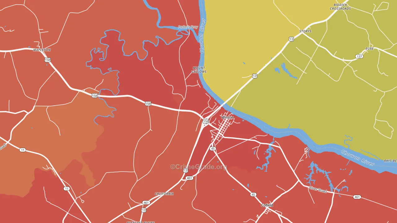 Winton, NC Map of Vandalism Rates